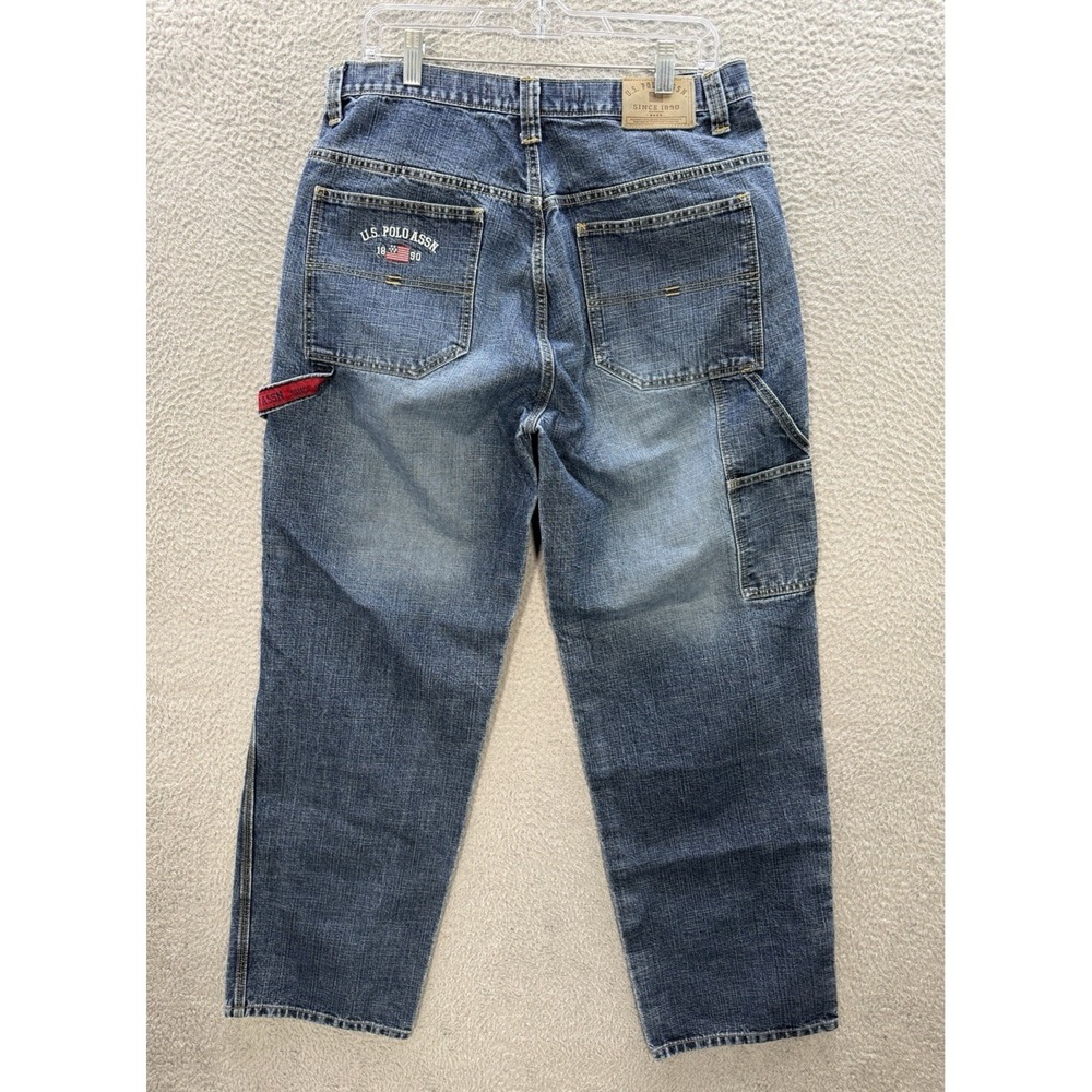 Vintage US Polo Assn Jeans Mens 36x34 Blue Baggy Carpenter Grunge Skater Y2K